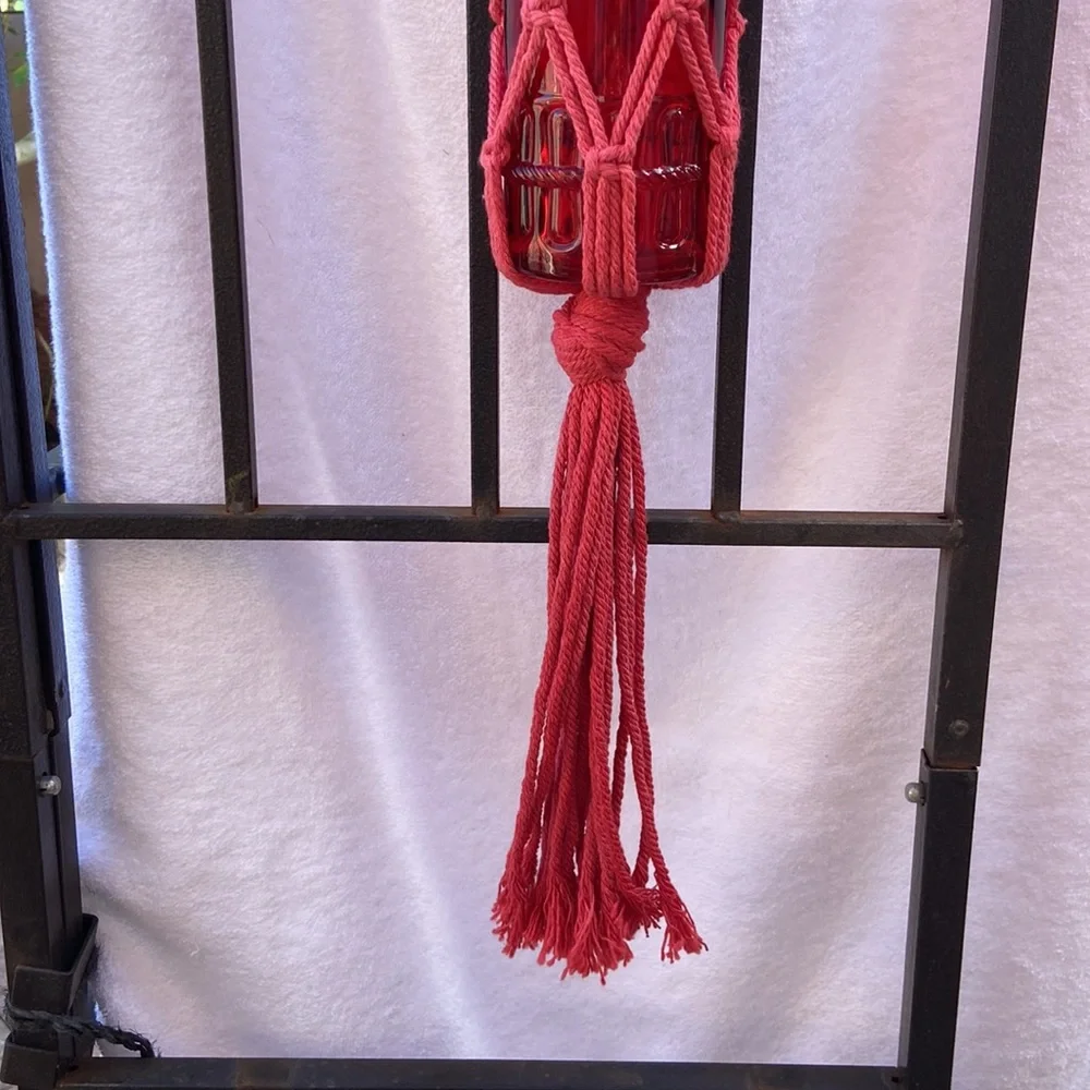 Macrame Plant Hanger Pink Ombre 29” - Picture 6 of 9